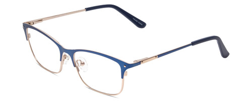 Profile View of Ernest Hemingway H4842 Unisex Cateye Semi-Rimless Eyeglasses in Blue Silver 52mm