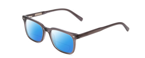 Profile View of Ernest Hemingway H4854 Designer Polarized Reading Sunglasses with Custom Cut Powered Blue Mirror Lenses in Grey Smoke Crystal  Unisex Cateye Full Rim Acetate 51 mm