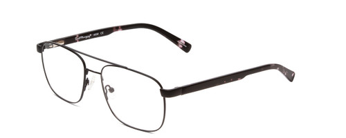 Profile View of Ernest Hemingway H4856 Designer Progressive Lens Blue Light Blocking Eyeglasses in Satin Metallic Black/Lilac Plum Tortoise Unisex Aviator Full Rim Stainless Steel 54 mm