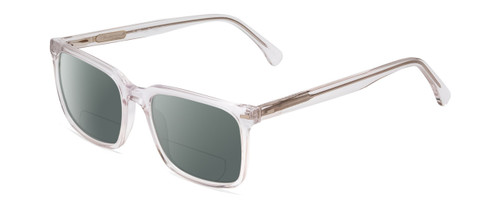 Profile View of Ernest Hemingway H4866 Designer Polarized Reading Sunglasses with Custom Cut Powered Smoke Grey Lenses in Clear Crystal/Silver Glitter Accent Unisex Cateye Full Rim Acetate 51 mm