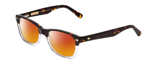 Profile View of Ernest Hemingway H4906 Designer Polarized Sunglasses with Custom Cut Red Mirror Lenses in Auburn Brown Tortoise Havana Clear Crystal 2 Tone/Gold Studs Unisex Cateye Full Rim Acetate 51 mm