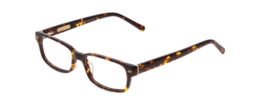 Profile View of Ernest Hemingway H4910 Designer Reading Eye Glasses with Custom Cut Powered Lenses in Gloss Amber Brown Tortoise Havana/Gold Accents Unisex Rectangle Full Rim Acetate 51 mm