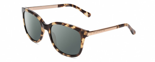 Profile View of Kate Spade GAYLA Designer Polarized Sunglasses with Custom Cut Smoke Grey Lenses in Camel Tortoise Havana Brown Ladies Cateye Full Rim Acetate 52 mm