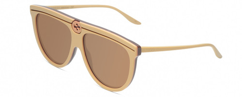 Profile View of GUCCI GG0732S 002 Unisex Oversized Sunglasses in Tan Beige/Burgundy & Brown 61mm