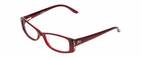 Profile View of Harley Davidson HD0515 Designer Single Vision Prescription Rx Eyeglasses in Maroon Red Crystals Ladies Oval Full Rim Acetate 52 mm