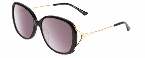 Profile View of Gucci GG0649SK Women's Oval Full Rim Designer Sunglasses in Black/Gold/Gray 58mm