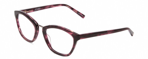 Profile View of Jones New York J766 Designer Blue Light Blocking Eyeglasses in Purple Crystal Marble Tortoise Ladies Cat Eye Full Rim Acetate 52 mm