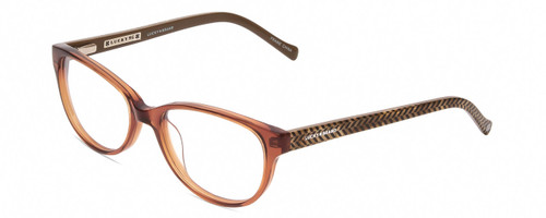 Profile View of Lucky Brand D701 Designer Reading Eye Glasses with Custom Cut Powered Lenses in Brown Crystal Unisex Square Full Rim Acetate 49 mm