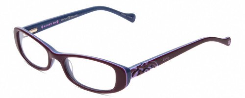 Profile View of Lucky Brand Spark Plug KIDS Designer Single Vision Prescription Rx Eyeglasses in Purple Lavender Mauve Triple Layer Crystal Ladies Cat Eye Full Rim Acetate 46 mm
