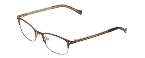 Profile View of Lucky Brand KIDS SMARBRO45 Designer Reading Eye Glasses with Custom Cut Powered Lenses in Metallic Brown/Gold Ladies Cat Eye Full Rim Metal 45 mm