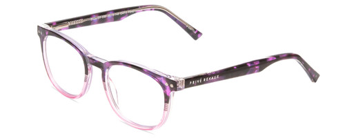 Profile View of Prive Revaux Show Off Single Designer Reading Eye Glasses with Custom Cut Powered Lenses in Black Purple Tortoise Blush Pink Crystal Fade Ladies Round Full Rim Acetate 48 mm
