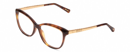 Profile View of Chopard VCH243S Designer Reading Eye Glasses with Custom Cut Powered Lenses in Auburn Sparkles Tortoise Havana/Rose Gold Ladies Cat Eye Full Rim Acetate 53 mm