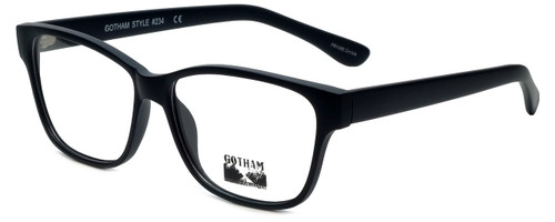 Profile View of Gotham Style 234 Designer Blue Light Blocking Eyeglasses in Matte Black Mens Square Full Rim Acetate 56 mm