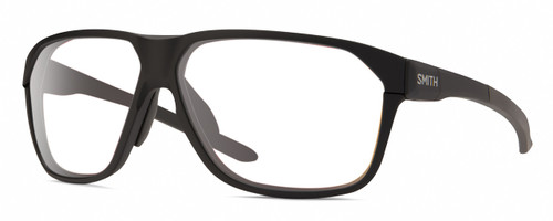 Profile View of Smith Optics Leadout Pivlock Designer Progressive Lens Blue Light Blocking Eyeglasses in Matte Black Unisex Square Full Rim Acetate 63 mm