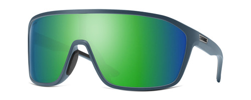 Profile View of Smith Boomtown Sunglasses Crystal Blue/Photochromic ChromaPop Green Mirror 99 mm