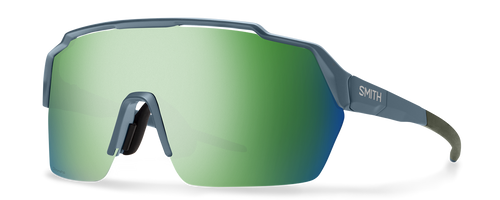 Profile View of Smith Shift Split MAG Unisex Sunglass Blue Grey/PC ChromaPop Green Mirror 139 mm