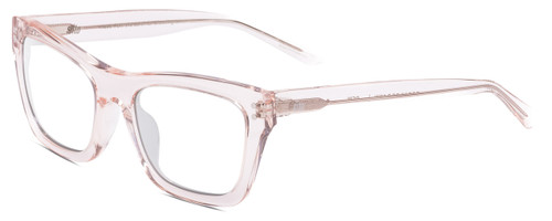 Profile View of SITO SHADES BREAK OF DAWN Designer Reading Eye Glasses in Dew Clear Pink Crystal Unisex Square Full Rim Acetate 54 mm