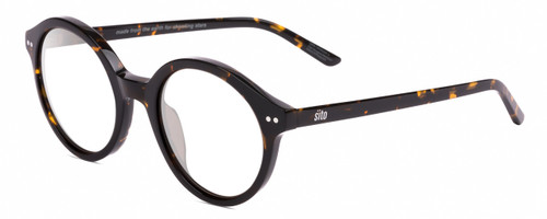 Profile View of SITO SHADES DIXON Designer Reading Eye Glasses in Tortoise Havana Unisex Round Full Rim Acetate 52 mm