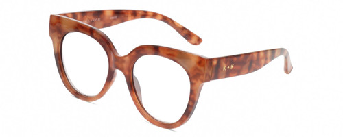 Profile View of Kendall+Kylie KK5149CE JAMIE Designer Progressive Lens Blue Light Blocking Eyeglasses in Golden Demi Tortoise Havana Crystal Ladies Round Full Rim Acetate 51 mm