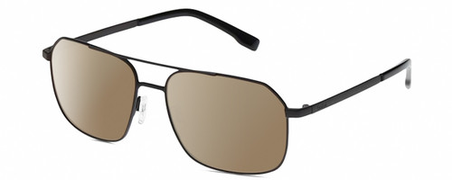 Profile View of BOLLE NAVIS Designer Polarized Sunglasses with Custom Cut Amber Brown Lenses in Matte Gunmetal Black Mens Panthos Full Rim Metal 58 mm