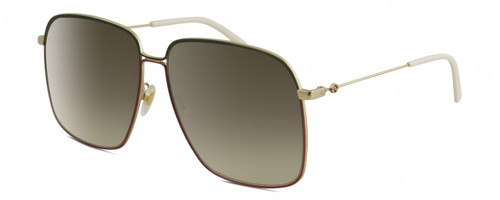 Profile View of Gucci GG0394S Womens Square Sunglasses Red Green Gold White/Brown Gradient 61 mm