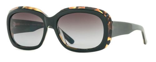 Profile View of Reptile Woma Womens Oval Polarized Sunglasses Black Tortoise/Grey Gradient 55 mm