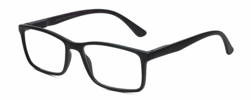 Profile View of Geoffrey Beene GBR002 Men's Blue Light Blocking Glasses Black Purple Stripe 53mm