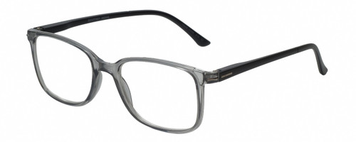 Profile View of Geoffrey Beene GBR012 Designer Progressive Lens Blue Light Blocking Eyeglasses in Gloss Crystal Grey Black Mens Oval Full Rim Acetate 53 mm