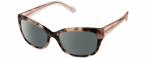 Profile View of Kate Spade JOHANNA Designer Polarized Reading Sunglasses with Custom Cut Powered Smoke Grey Lenses in Gloss Rose Brown Tortoise Havana Pink Crystal Ladies Cat Eye Full Rim Acetate 53 mm