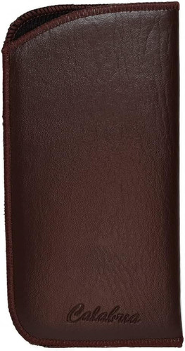 Image 1 of Wholesale Bulk Lot Calabria Soft Slip-In Glasses Case Brown for Men/Women Faux Leather Felt Lining Eyeglasses/Sunglasses 6.5"x3.35"