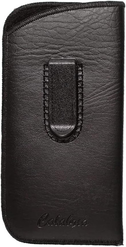Image 1 of Wholesale Bulk Lot of Calabria Soft Slip-In Eyeglasses Case Vertical Pocket Clip Black Men/Women Faux Leather Felt Lining 6.5"x3.35