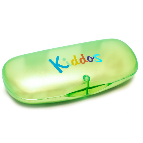 Image 1 of Wholesale Bulk Lot Calabria Kiddos Kids Hard Plastic Eyeglass Case Green Magnetic Closure Boy Girl Small Sunglass Holder Protective