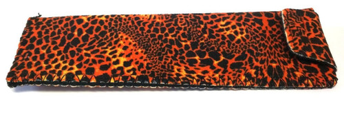 Image 1 of Wholesale Bulk Lot Calabria Leopard Animal Print Soft Slip-In Eyeglass Case Brown Women Cute Slim Pouch Sunglasses Bag Flap Closure