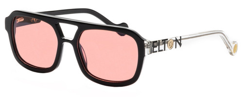 Profile View of Elton John HEADLINER Unisex Sunglasses Black Clear Crystal/Pink Anti-Glare 53 mm