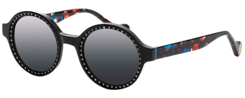 Profile View of Elton John WIZARD Women's Sunglasses Black Red/Polarized Pink Flash Mirror 48 mm