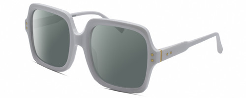 Profile View of Elton John INCOGNITO 2 Designer Polarized Sunglasses with Custom Cut Smoke Grey Lenses in White Gold Unisex Square Full Rim Acetate 58 mm