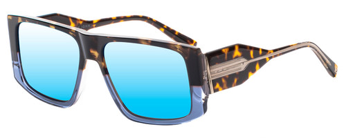 Profile View of Elton John LUCKY STAR 1 Unisex Sunglass Tortoise Blue/Polarized Teal Mirror 58mm