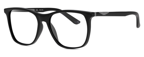 Profile View of Police SPL872 Designer Reading Eye Glasses in Gloss Black Grey Unisex Square Full Rim Acetate 56 mm