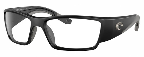 Profile View of Costa Del Mar Corbina Pro Designer Reading Eye Glasses in Matte Black Gray Unisex Rectangular Full Rim Acetate 61 mm