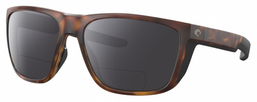 Profile View of Costa Del Mar Ferg Designer Polarized Reading Sunglasses with Custom Cut Powered Smoke Grey Lenses in Matte Tortoise Havana Unisex Panthos Full Rim Acetate 59 mm