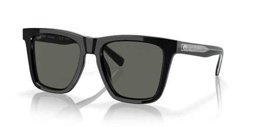 Profile View of Costa Del Mar Keramas Unisex Sunglasses in Black Silver/Polarized Gray 580G 54mm