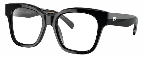 Profile View of Costa Del Mar Nusa Designer Reading Eye Glasses in Shiny Black Gold Ladies Cat Eye Full Rim Acetate 54 mm