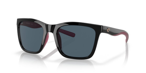 Profile View of Costa Del Mar Panga Cat Eye Sunglasses in Black Fuchsia/Polarized Gray 580P 56mm