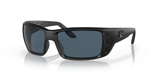Profile View of Costa Del Mar Permit Unisex Sunglass in Black Blackout/Polarized Gray 580P 63 mm