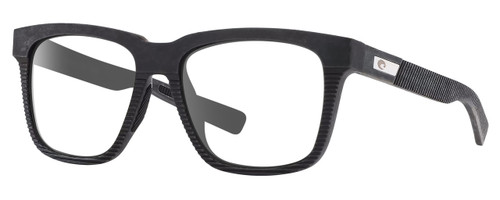 Profile View of Costa Del Mar Pescador Designer Reading Eye Glasses with Custom Cut Powered Lenses in Matte Fishing Net Gray with Rubber Unisex Square Full Rim Acetate 55 mm