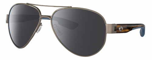 Profile View of Costa Del Mar South Point Designer Polarized Sunglasses with Custom Cut Smoke Grey Lenses in Golden Pearl Brown Tortoise Havana Blue Unisex Pilot Full Rim Metal 59 mm