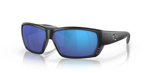 Profile View of Costa Del Mar Tuna Alley Unisex Sunglasses Black/Polarized Blue Mirror 580G 62mm