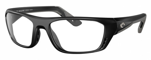 Profile View of Costa Del Mar Whitetip Pro Designer Reading Eye Glasses in Matte Black Gray Unisex Rectangular Full Rim Acetate 57 mm