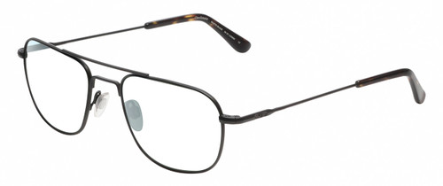Profile View of American Optical Checkmate Designer Blue Light Blocking Eyeglasses in Matte Black Brown Tortoise Havana Unisex Pilot Full Rim Metal 56 mm