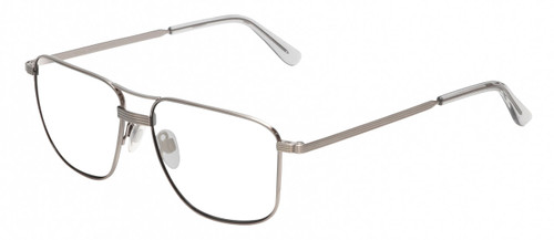 Profile View of American Optical Airman Designer Reading Eye Glasses with Custom Cut Powered Lenses in Satin Pewter Grey Clear Unisex Pilot Full Rim Metal 56 mm